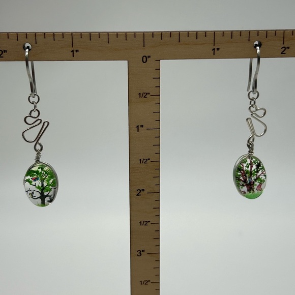 Handmade Resin Tree of Life Earrings, Stainless Steel Hooks NWT - Picture 6 of 6
